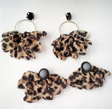 Leopard Print Drop Earrings w/wrap bracelet