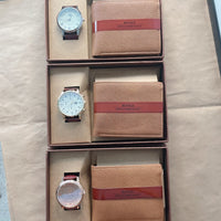 Men's Bi-fold Leather Wallet & Analog Quartz Watch Set