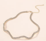 Silver Studded Wave Alloy Necklace